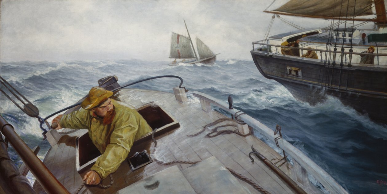 Piloto en mal tiempo (óleo sobre lienzo) de Christian Krohg