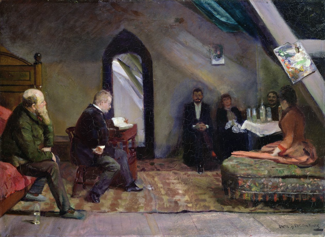 leyendo en el estudio de Christian Krohg