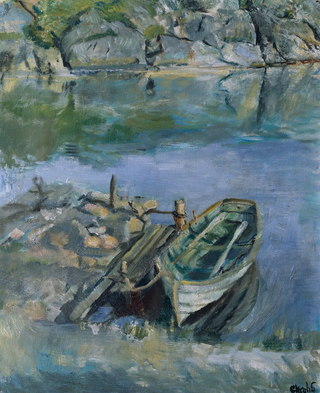 Bote de remos con muelle de Christian Krohg