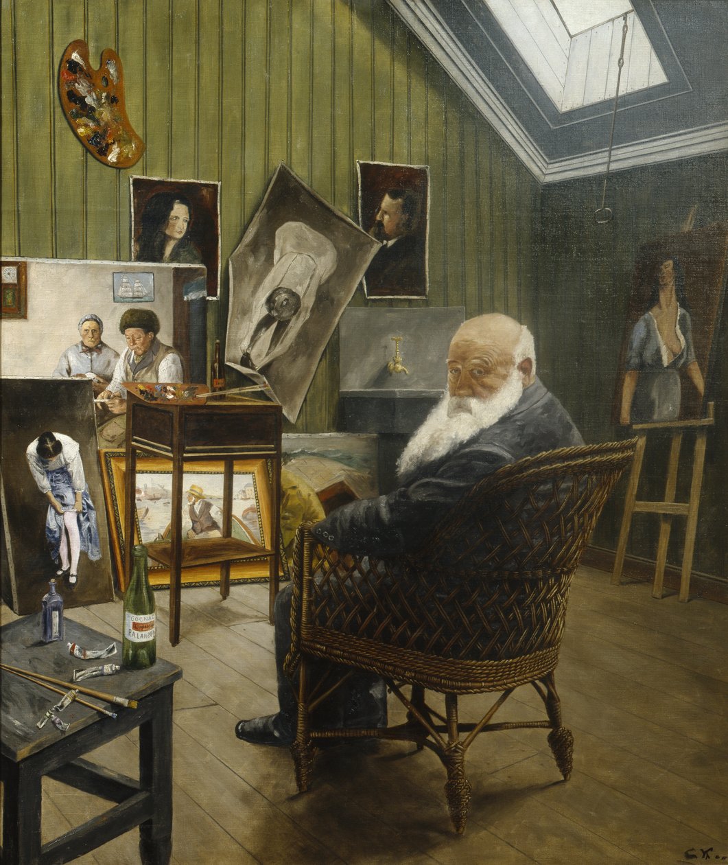 Autorretrato en el estudio (óleo sobre lienzo) de Christian Krohg