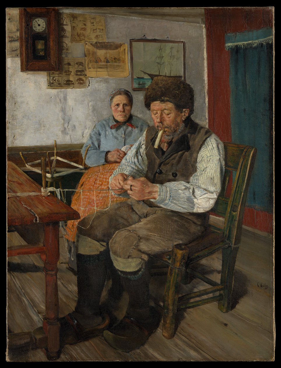 The Net Mender (Reparación de redes) de Christian Krohg