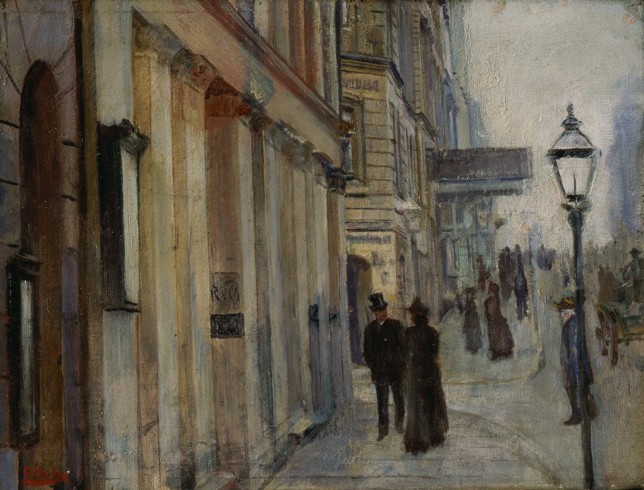 La esquina de la calle Karl Johan con la calle Dronningen de Christian Krohg
