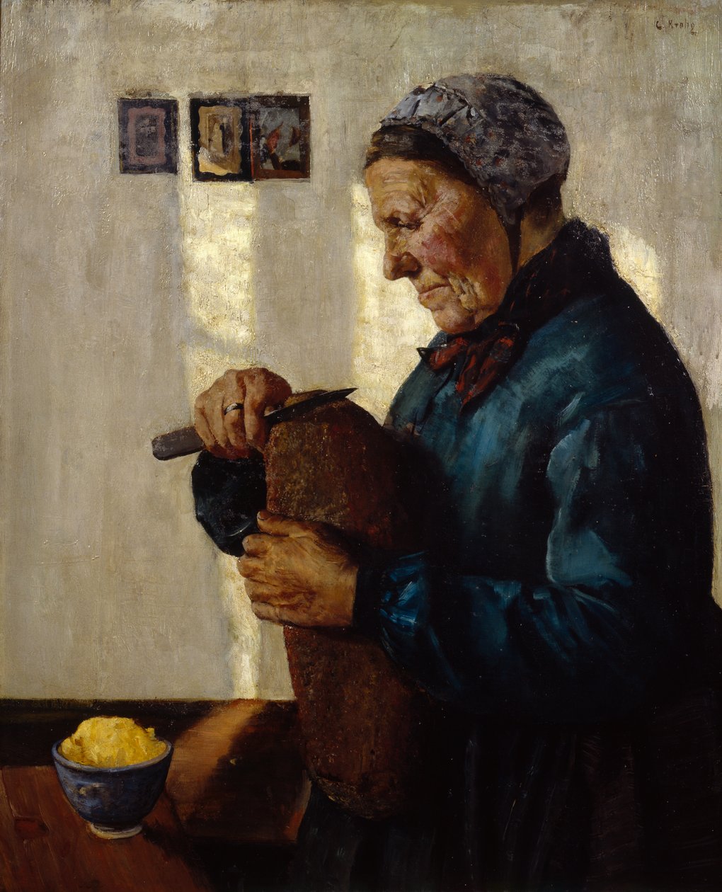 Esposa cortando pan de Christian Krohg
