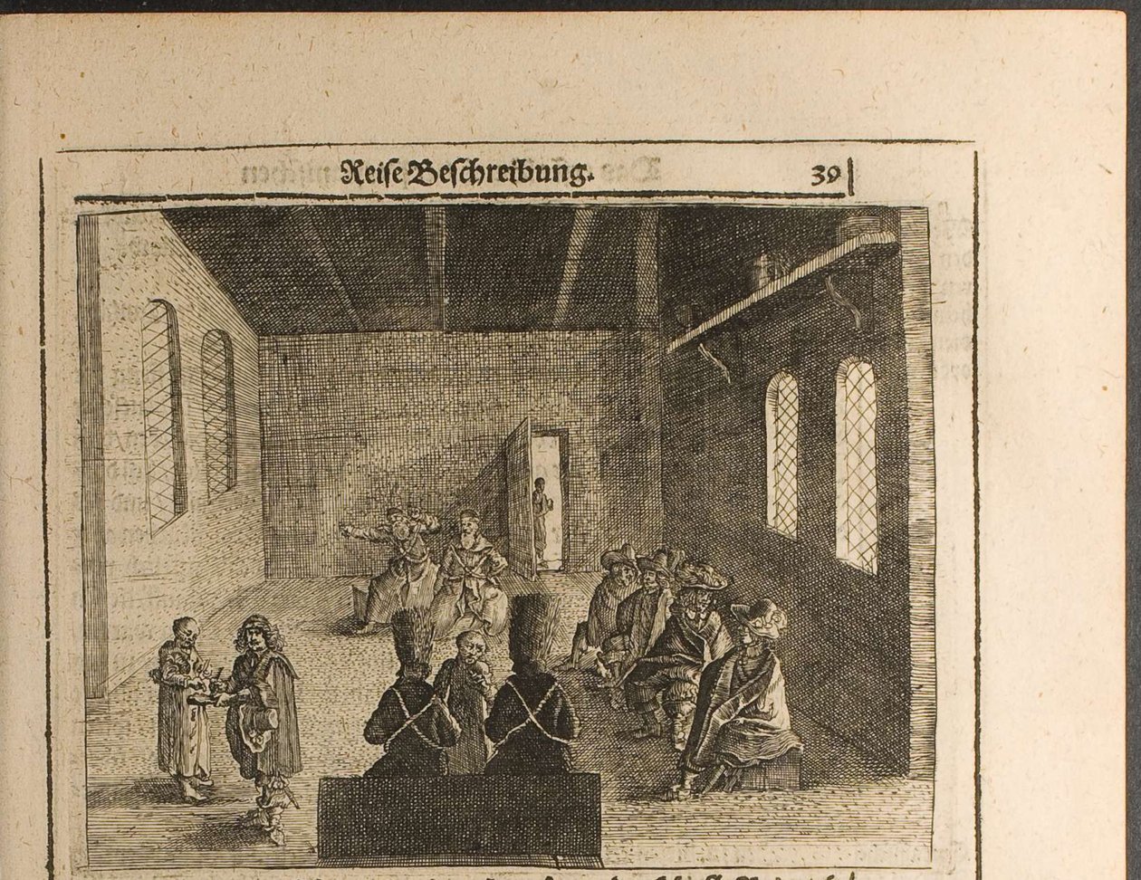 Prikaz de embajadores en Moscovia, ilustración de Viajes al Gran Duque de Moscovia de Christian Lorenzen Rothgiesser