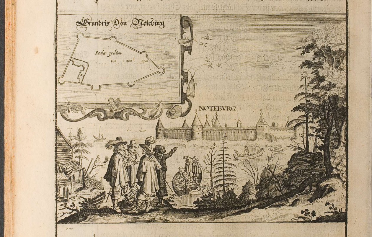 Ilustración de Nöteborg de Viajes al Gran Duque de Moscovia y al Rey de Persia por Adam Ol de Christian Lorenzen Rothgiesser