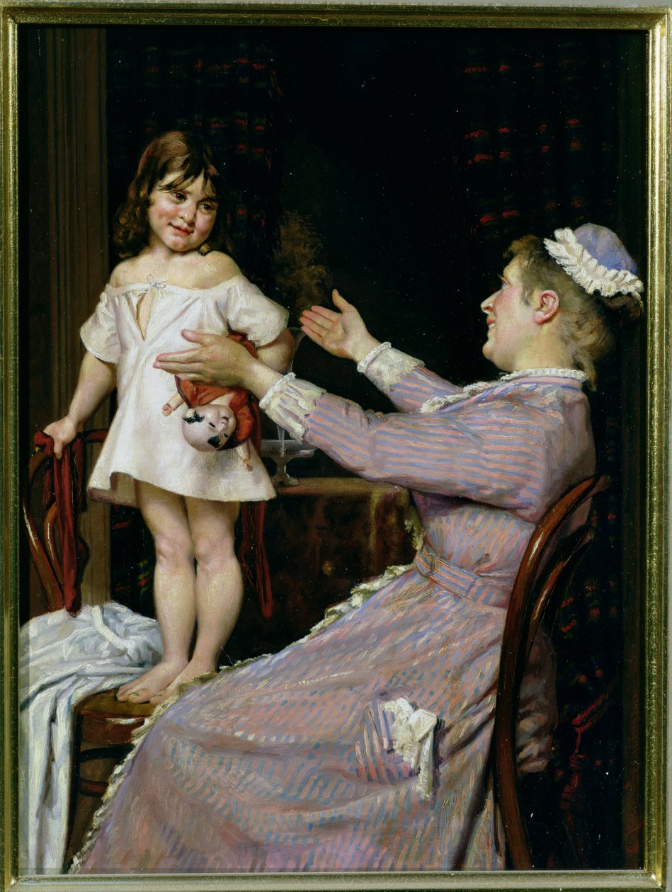 Niña con muñeca y su niñera, 1896 de Christian Pram Henningsen
