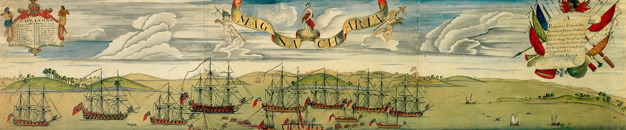 Vista en perspectiva del bloqueo del puerto de Boston, c.1768 de Christian Remick