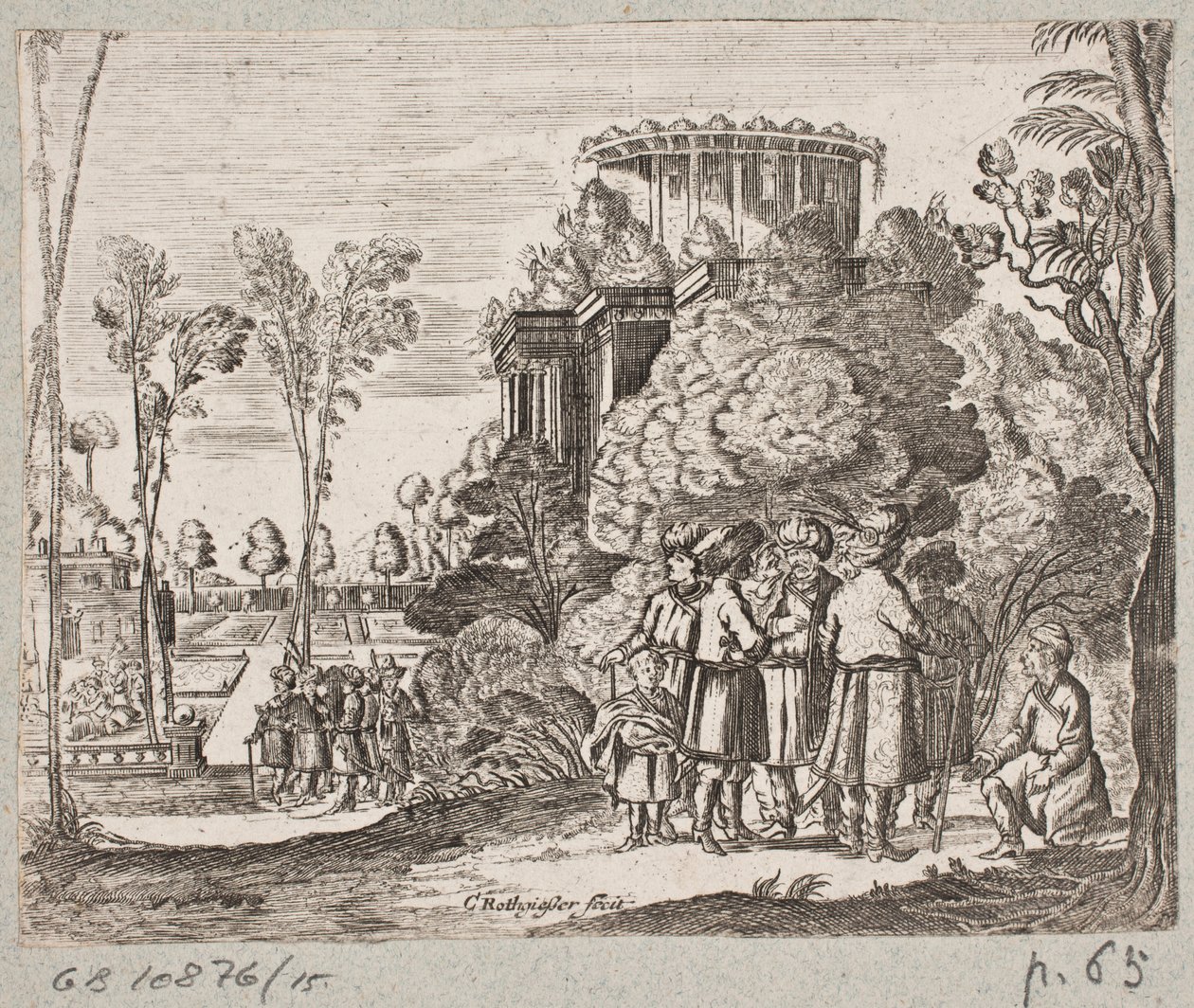 Ilustración para Adam Olearius, “Persianischer Rosenthal von einem Sinnreichen Poeten Schich Saadi [...]”, Schleswig 1660 de Christian Rothgiesser