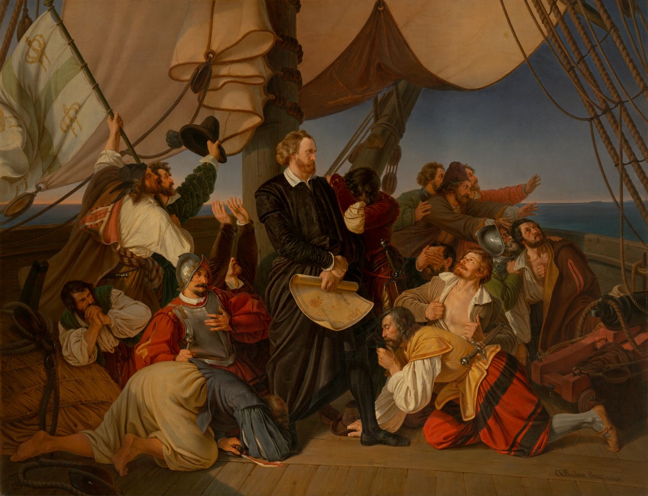 Colón descubre las costas de América, 1846 de Christian Ruben