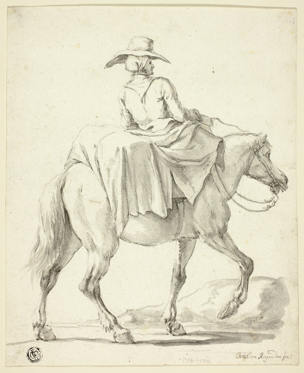 Mujer del mercado a caballo de Christian Rugendas