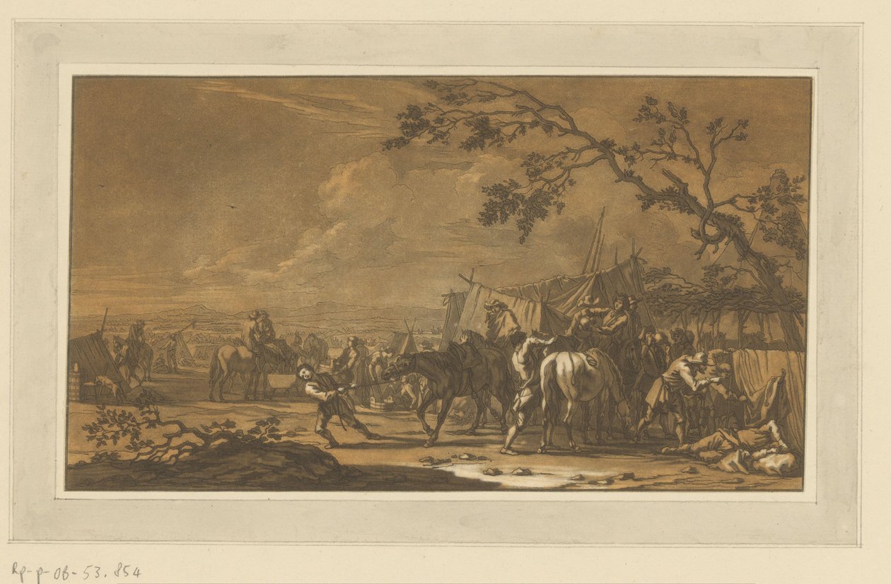 Soldados en el campamento Jinetes, caballos y batallas (título de la serie) de Christian Rugendas