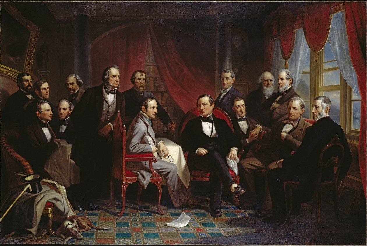 Washington Irving y sus amigos literarios en Sunnyside de Christian Schussele