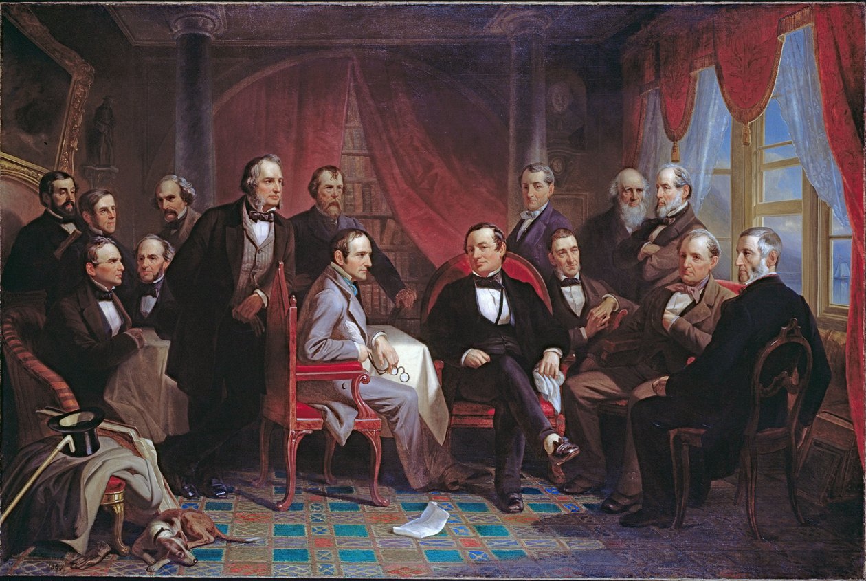 Washington Irving y sus amigos literarios en Sunnyside de Christian Schussele