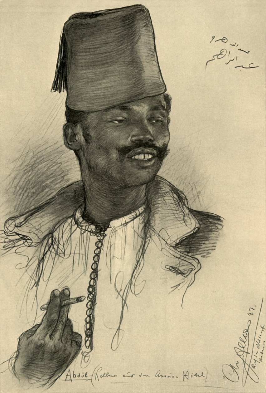 Abdul, camarero en el Hotel Aswan, Egipto, 1898 de Christian Wilhelm Allers
