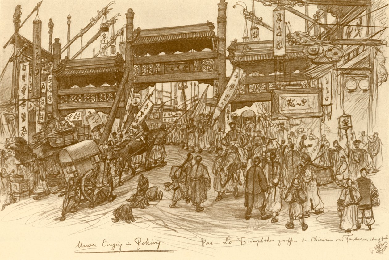 Puertas en Pekín, China, 1898 de Christian Wilhelm Allers