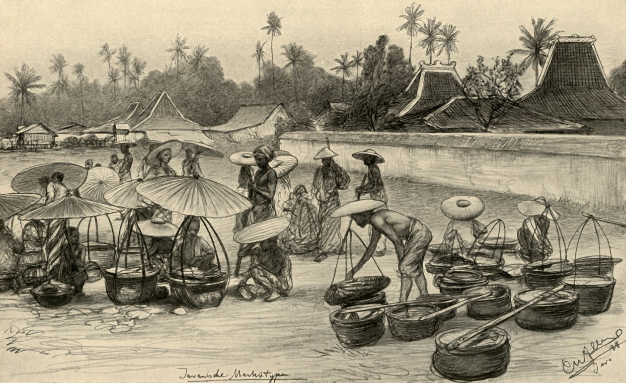 Escena de mercado, Java de Christian Wilhelm Allers