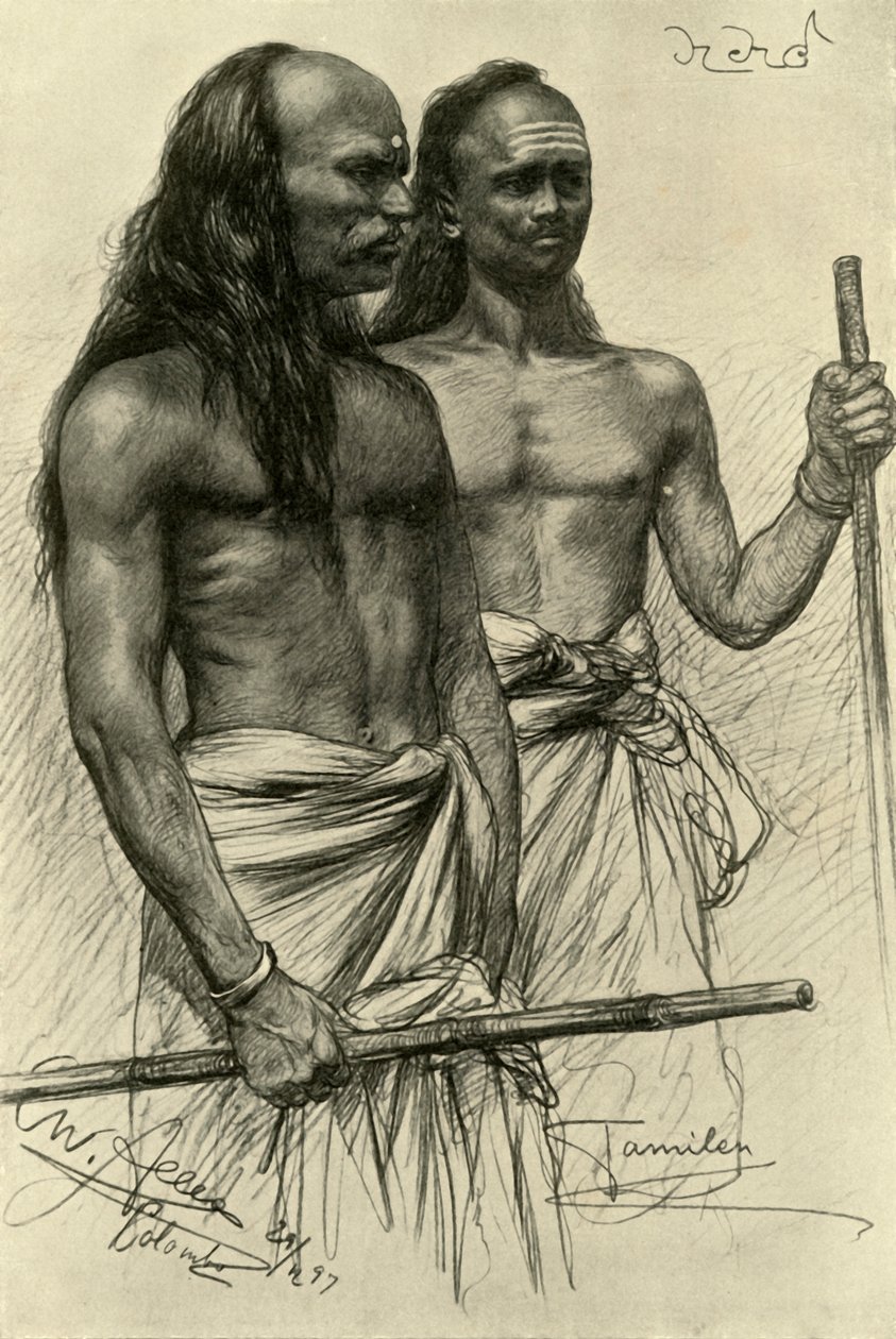 Hombres tamiles, Colombo, Ceilán, 1898. de Christian Wilhelm Allers