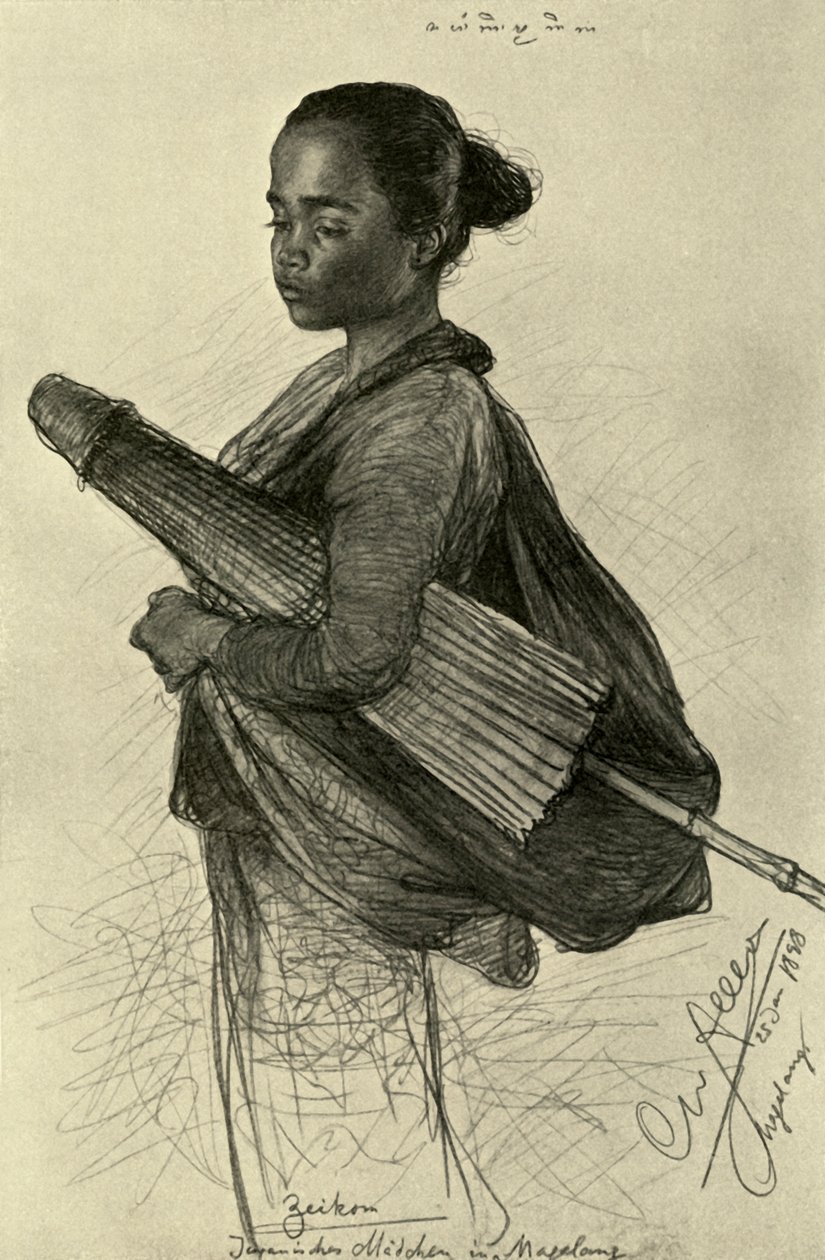 Joven mujer con parasol, Magalang, Java, 1898 de Christian Wilhelm Allers