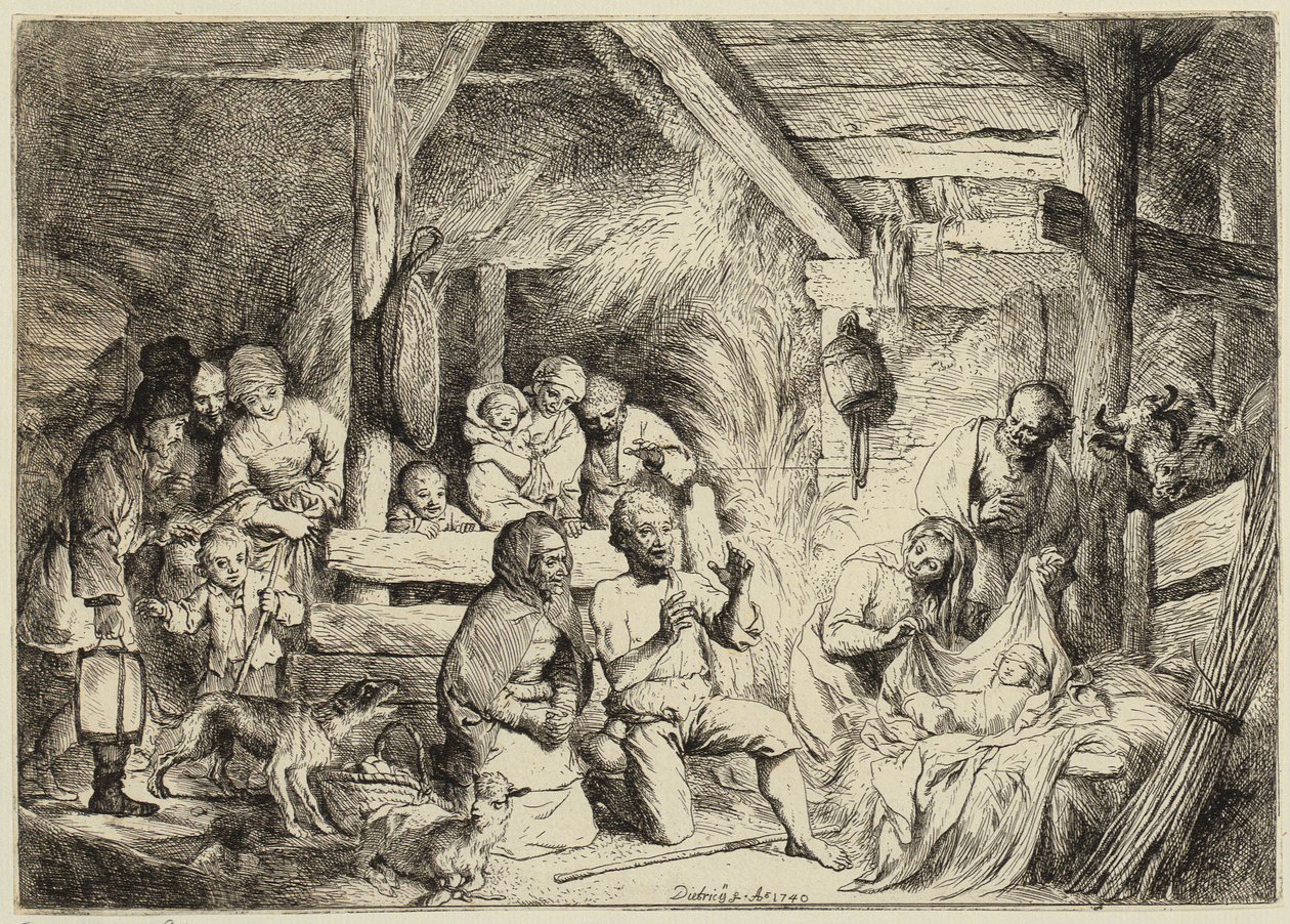 Adoración de los pastores de Christian Wilhelm Ernst Dietrich
