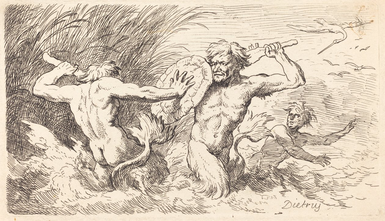 Tritones Luchando de Christian Wilhelm Ernst Dietrich