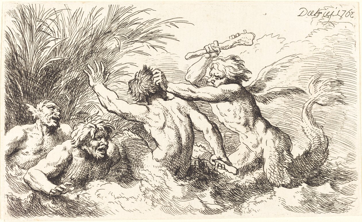 Tritones luchando de Christian Wilhelm Ernst Dietrich