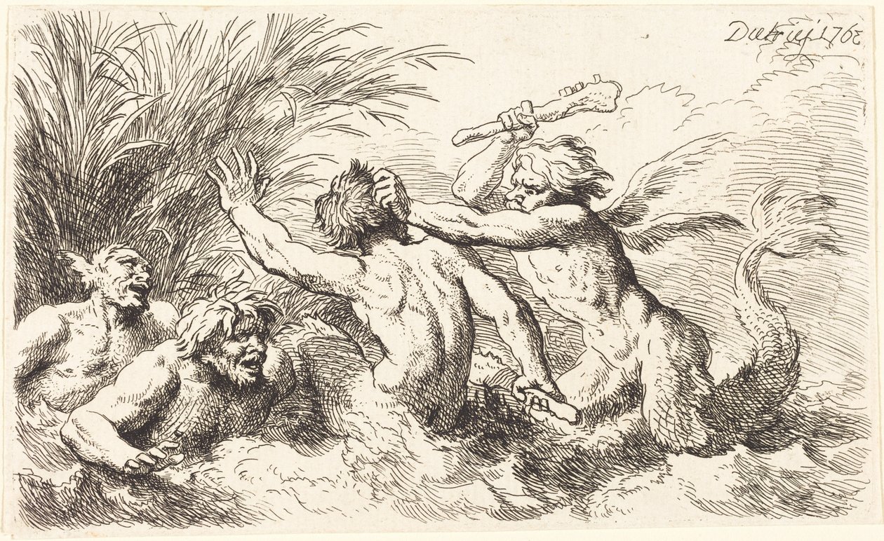Tritones luchando de Christian Wilhelm Ernst Dietrich