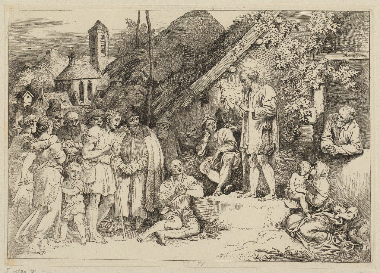San Santiago predica en un pueblo de Christian Wilhelm Ernst Dietrich