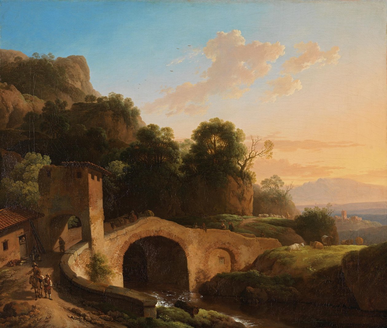 Paisaje italiano con un puente en arco de Christian Wilhelm Ernst Dietrich