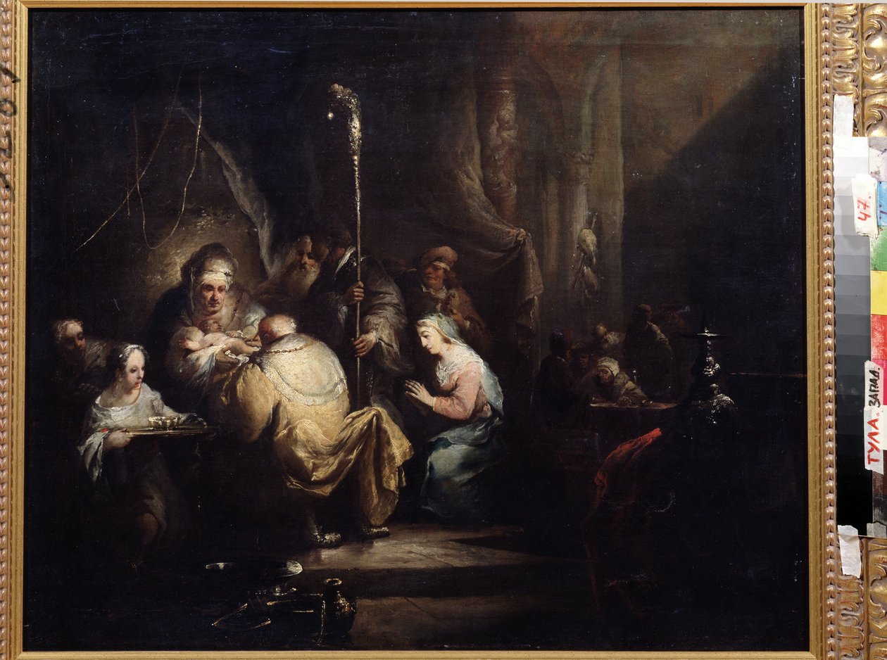 ""La circuncisión"" (Circuncisión) Pintura de Christian Wilhelm Ernst Dietrich (1712-1774) 1763 Museo Estatal de Arte Tula Rusia de Christian Wilhelm Ernst Dietrich