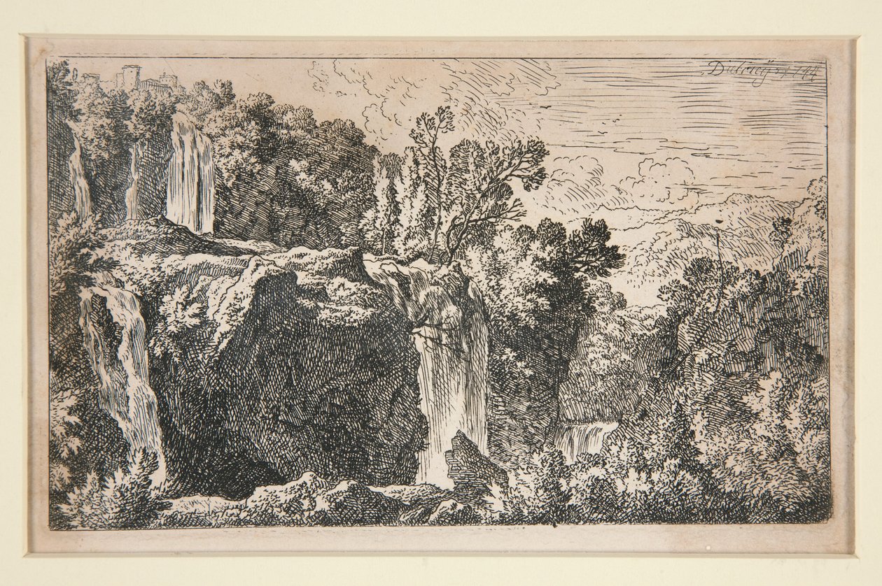 Paisaje con cascada de Christian Wilhelm Ernst Dietrich