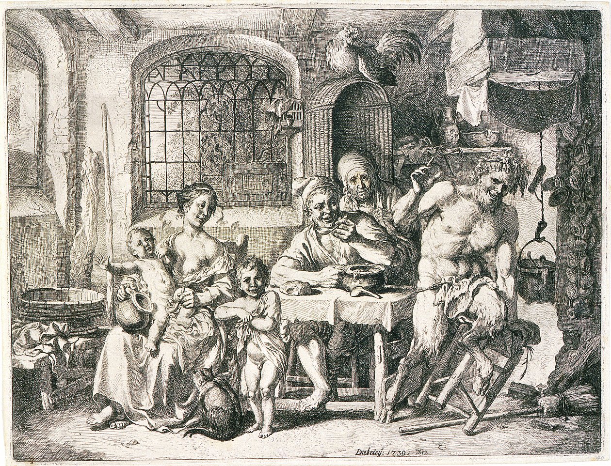 Sátiro y campesinos de Christian Wilhelm Ernst Dietrich