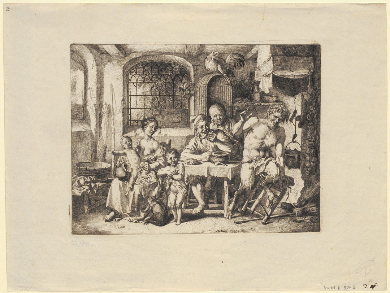 Un sátiro en casa de un granjero de Christian Wilhelm Ernst Dietrich