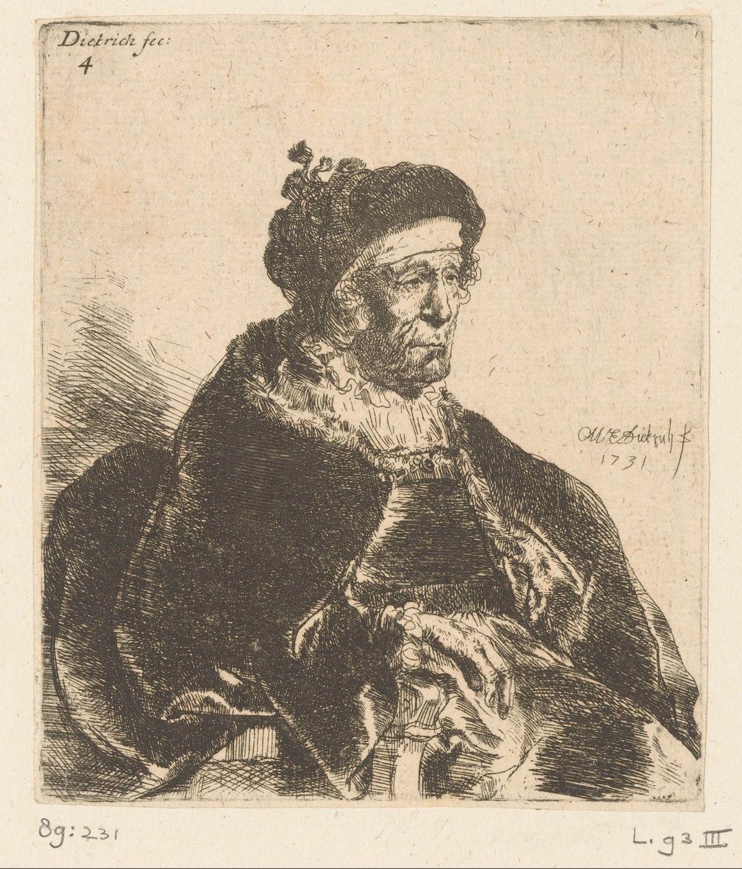 anciana sentada de Christian Wilhelm Ernst Dietrich