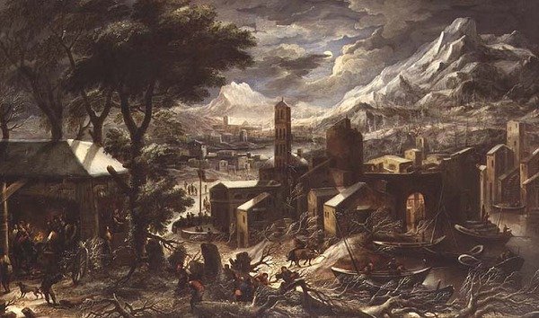 Un paisaje alpino invernal de Christian de (circle of) Koninck
