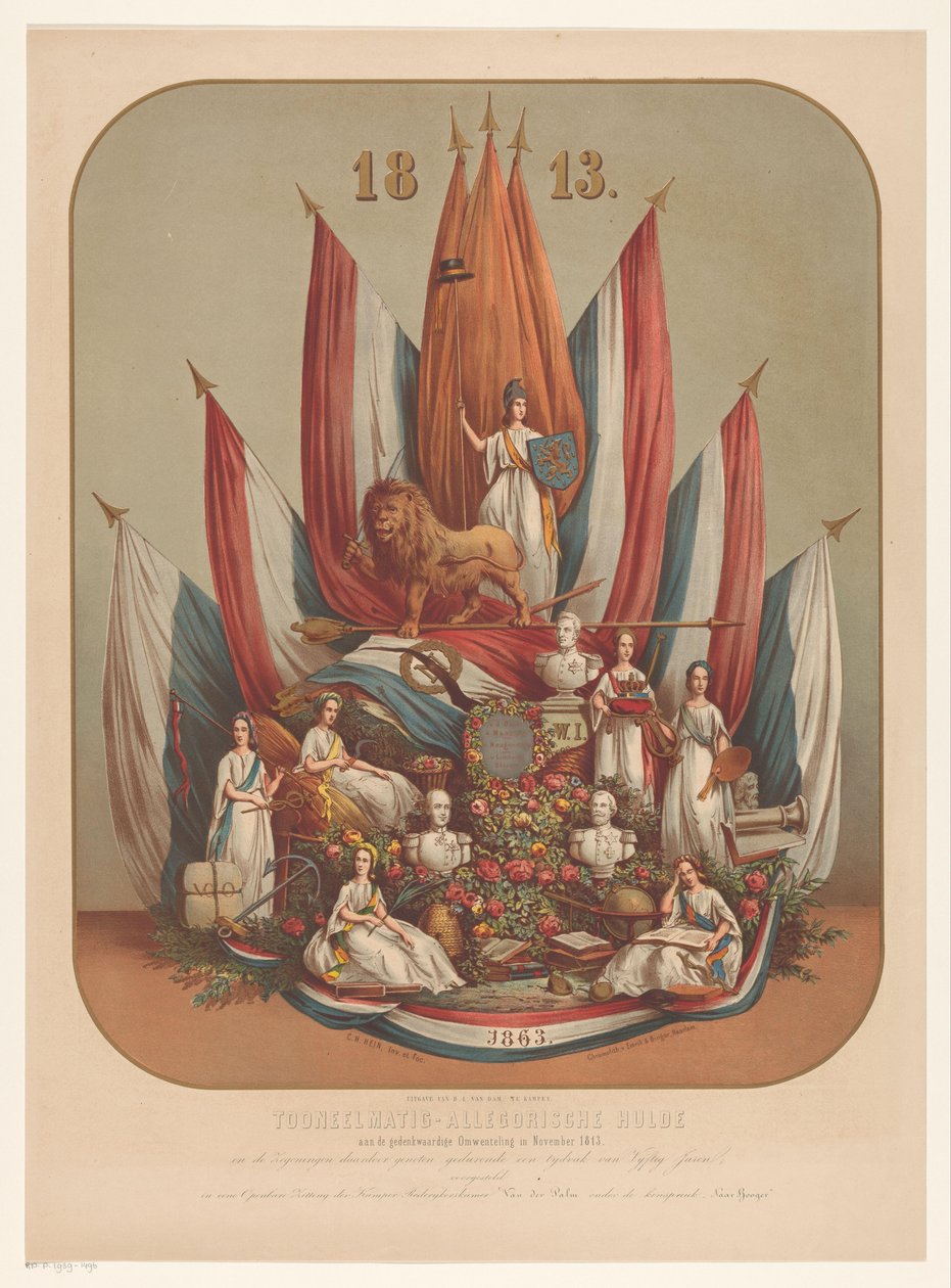 Representación alegórica de la trascendental revolución de noviembre de 1813 Homenaje teatral-alegórico a la memorable Revolución de noviembre de 1813 (...) (título sobre objeto) de Christianus Hendricus Hein