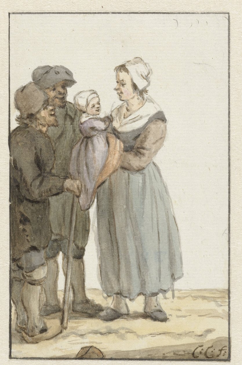 mujer con niño con dos hombres de Christina Chalon