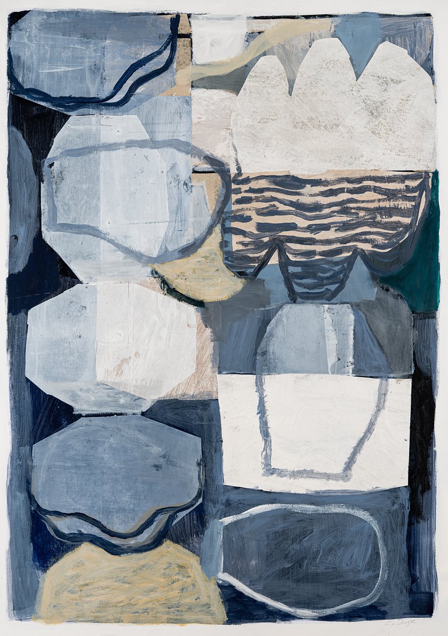 Horizontes, 2023 (collage, acrílico, pintura doméstica, técnica mixta sobre cartulina) de Christina Fedyk
