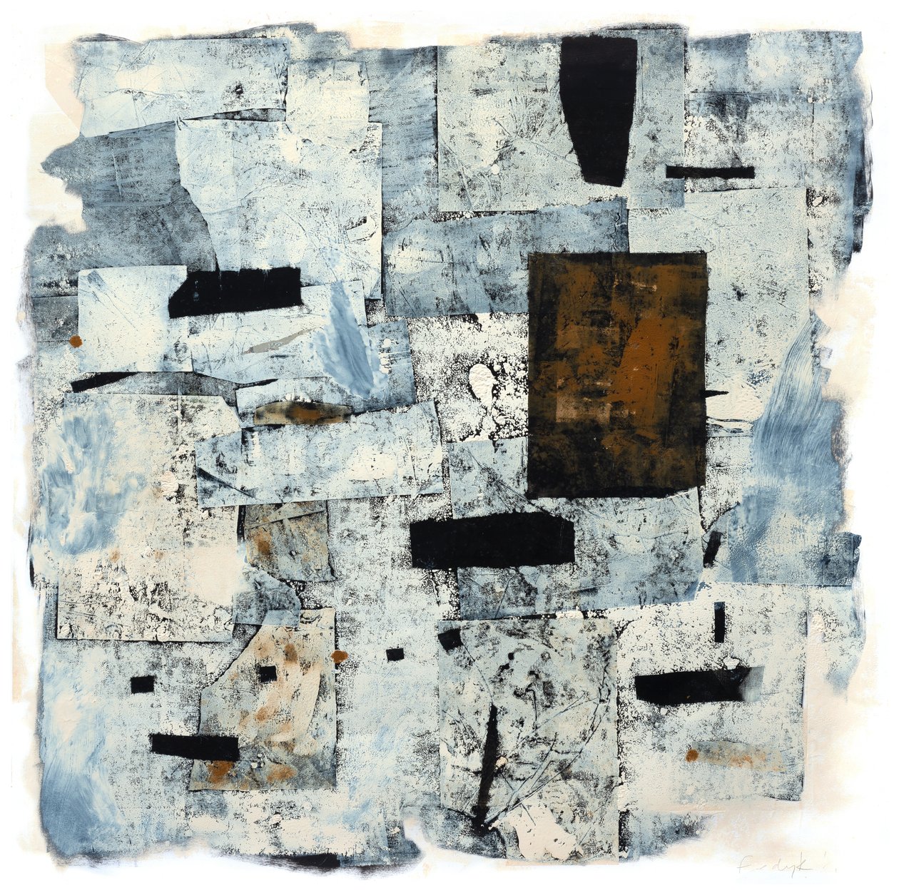 Puerta ocre, 2016 (pintura monoimpresa /collage) de Christina Fedyk