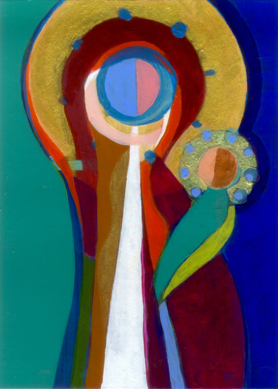 Virgen con el Niño, c. 2007 (acrílico sobre panel) de Christina Saj