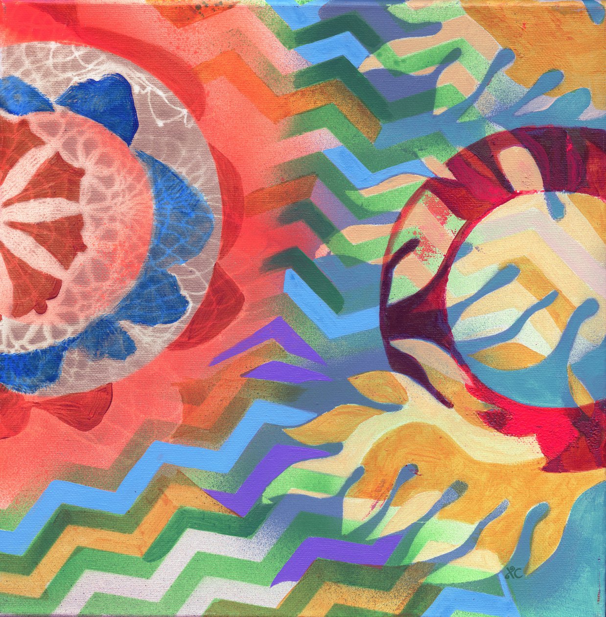 Meditación18 Olas, c. 2017 (acrílico sobre lienzo) de Christina Saj