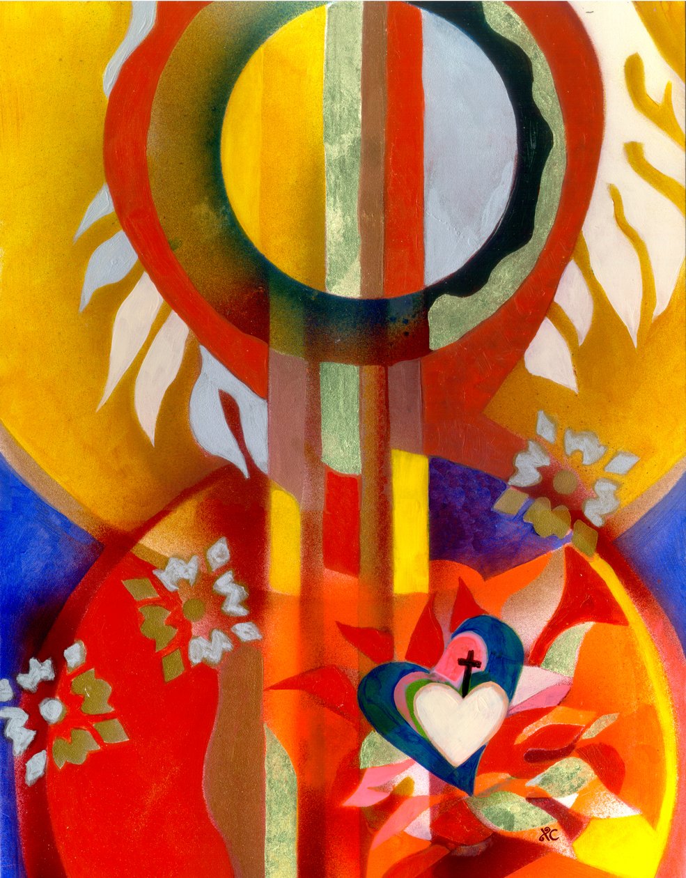 Nuestra Señora del Sagrado Corazón, c. 2010 (acrílico sobre panel con pan de oro) de Christina Saj