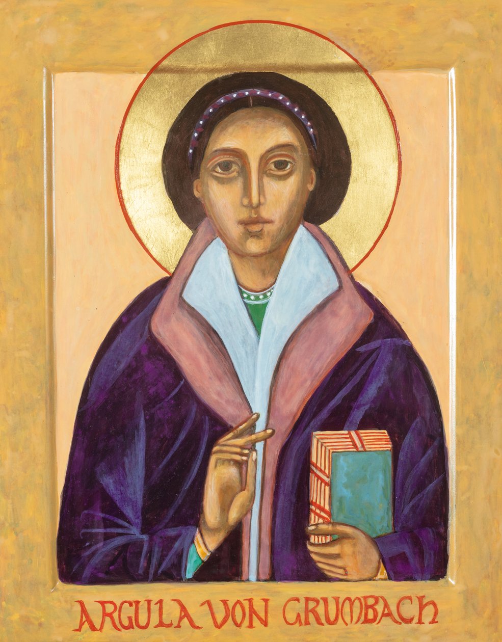 Argula Von Grumbach, 2018 (temple al huevo, pan de oro, madera) de Christine Hales