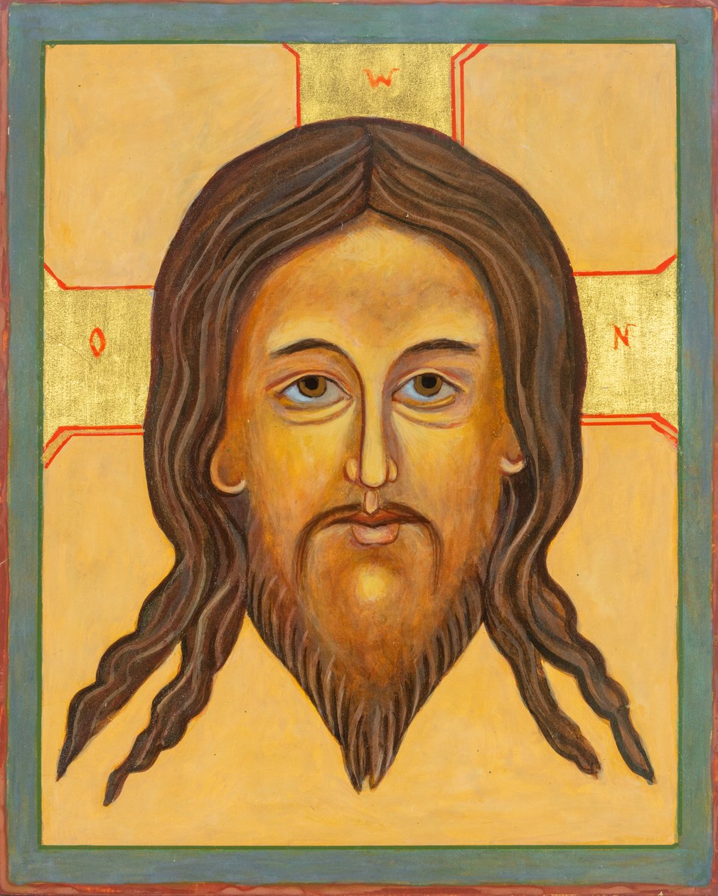 Mandylion Icon, 2010 (temple al huevo, pan de oro, madera) de Christine Hales