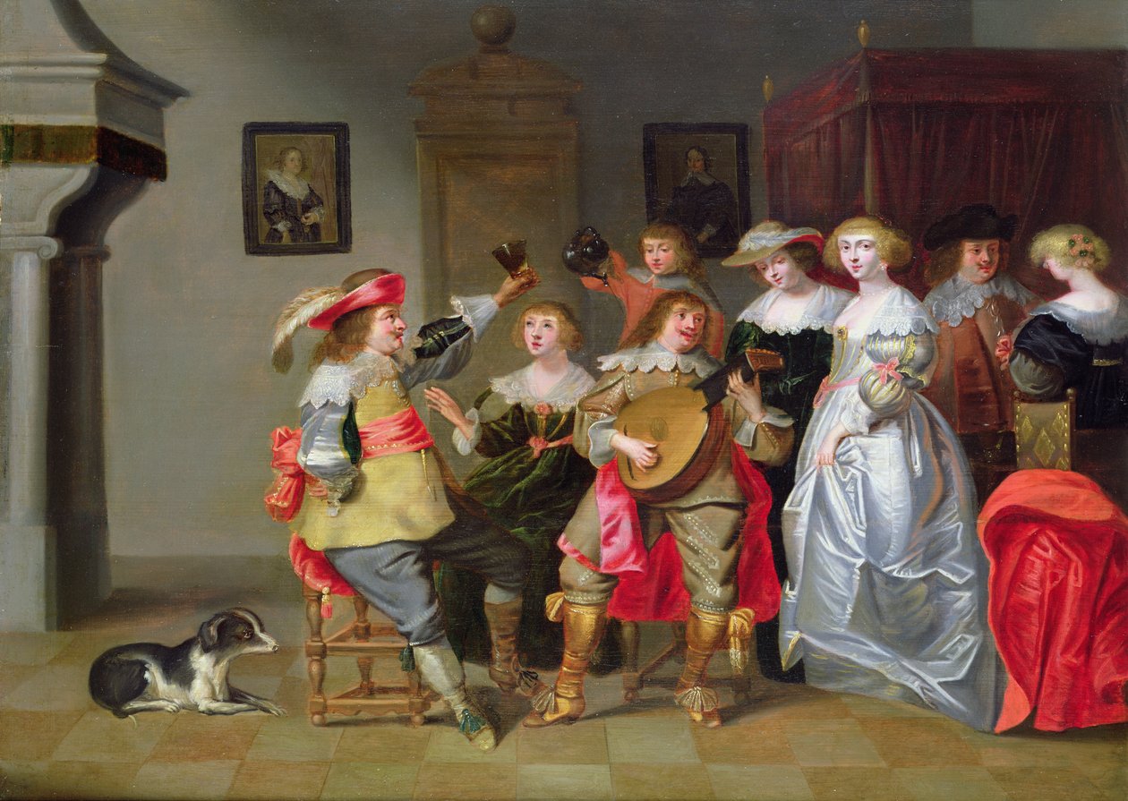 Una Compañía Elegante Divirtiéndose en un Interior de Christoffel Jacobsz van der Lamen