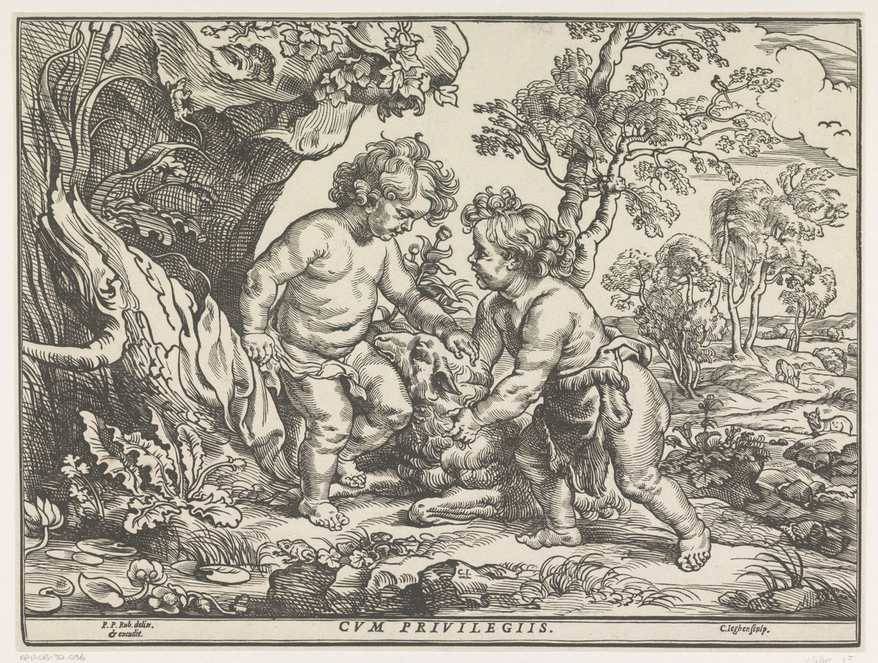 Niño Jesús y Juan el Bautista jugando con el cordero de Christoffel Jegher