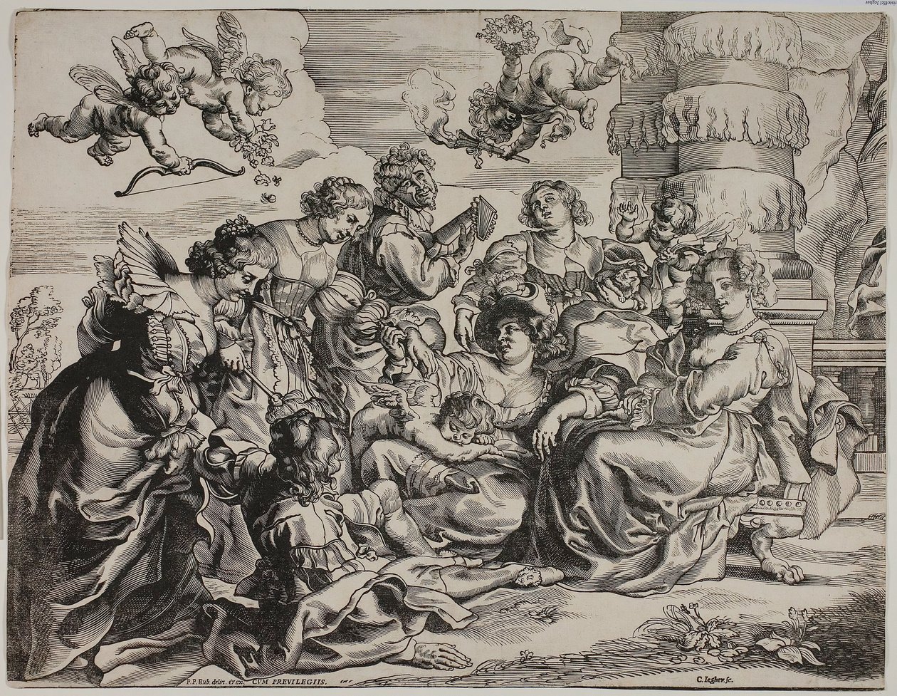 El Jardín del Amor, Mitad Izquierda, con Mujer Sentada de Christoffel Jegher