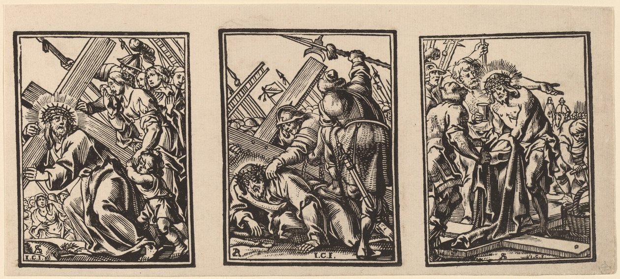 Tres escenas en el camino al Calvario de Christoffel Jegher after Anthonis Sallaert