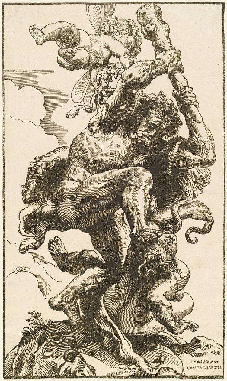 Hércules Luchando contra la Furia y la Discordia de Christoffel Jegher after Sir Peter Paul Rubens