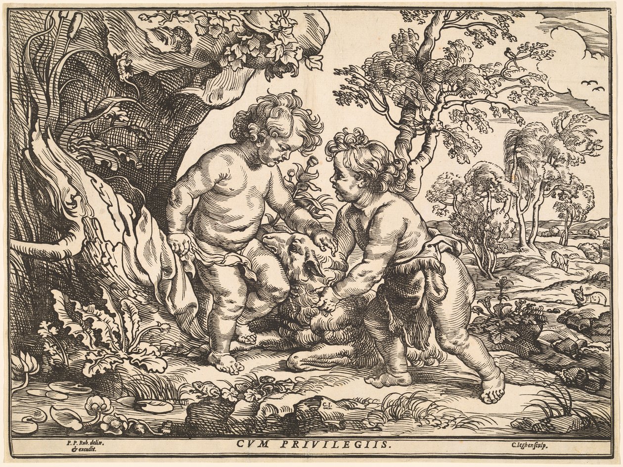 El Niño Cristo y San Juan Jugando con el Cordero de Christoffel Jegher after Sir Peter Paul Rubens