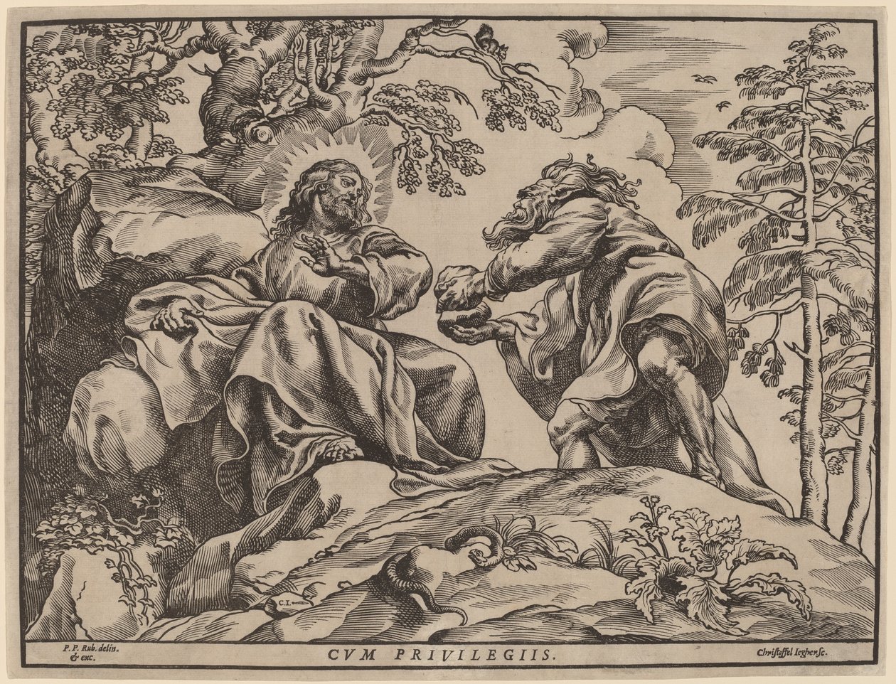 La tentación de Cristo por el diablo de Christoffel Jegher after Sir Peter Paul Rubens